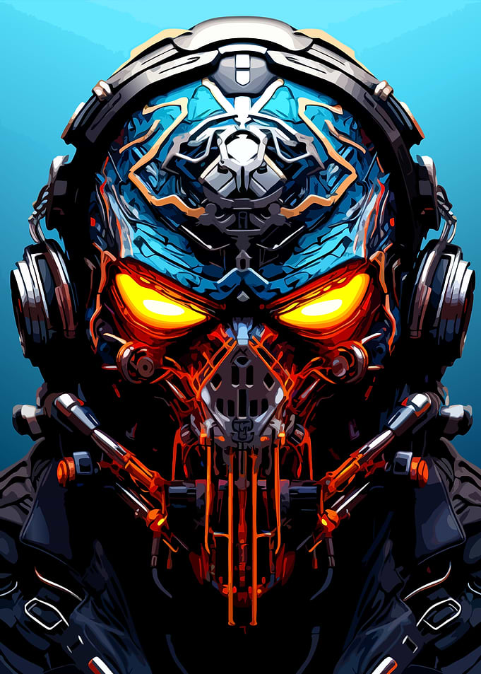 Cyberpunk Warrior with Glowing Eyes