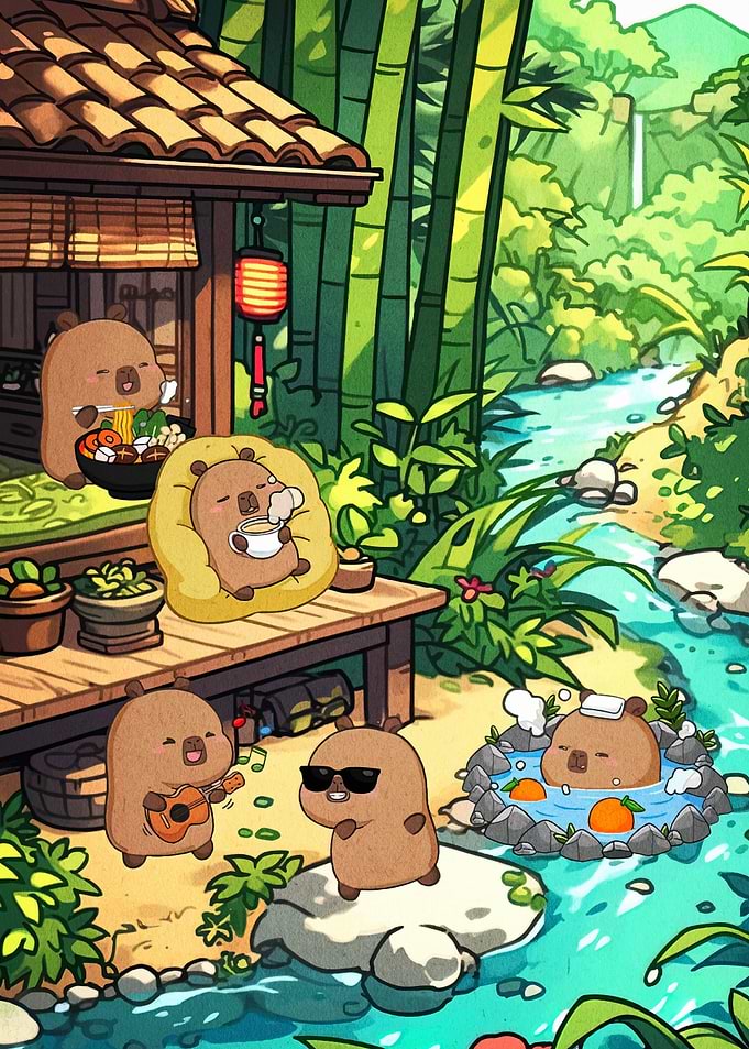 Capybara Relaxation in Nature