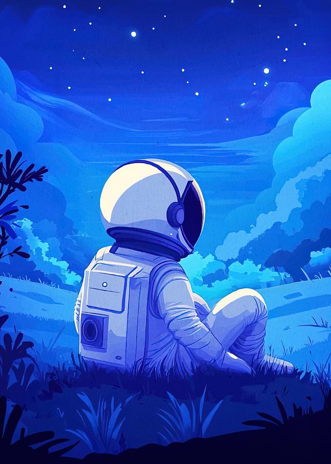 Astronaut in Blue Landscape