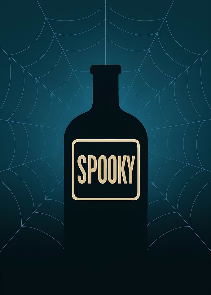 Spooky Drink Bottle Spiderweb Background