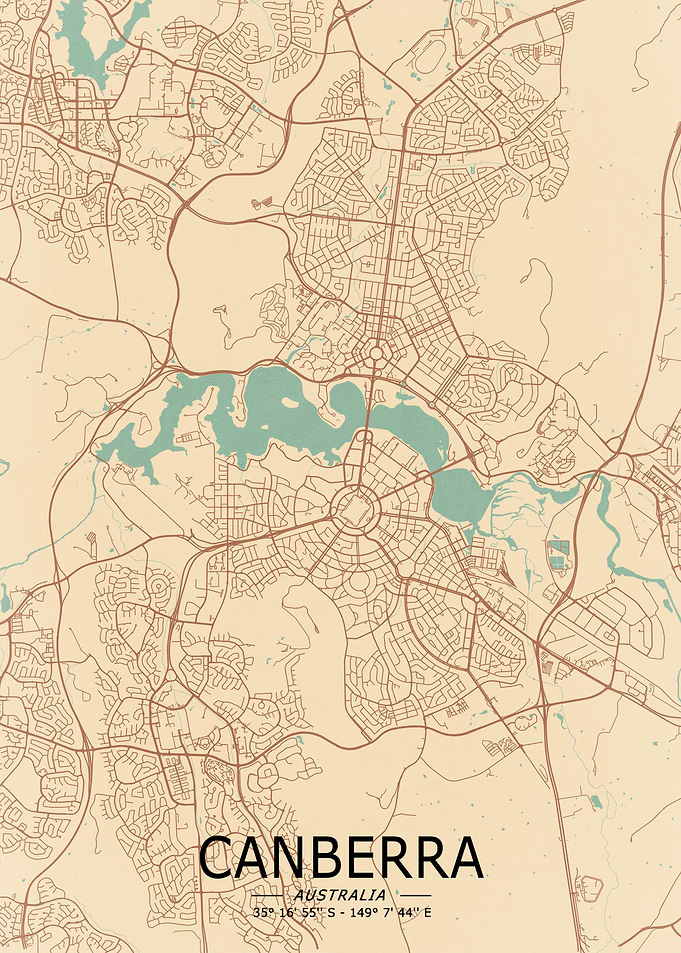 Canberra Vintage Map