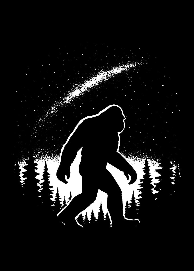 Bigfoot Silhouette Under Starry Night