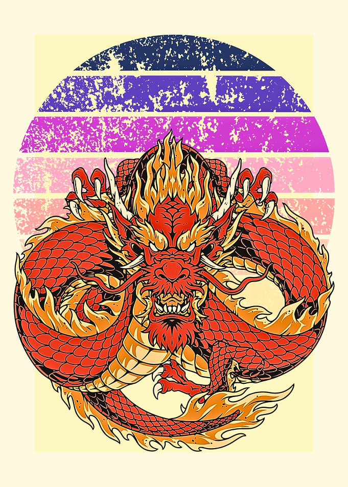 Retro Dragon Illustration