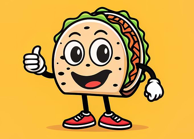 Cheerful Taco Mascot Giving Thumbs Up — Cute Cartoon Food Character