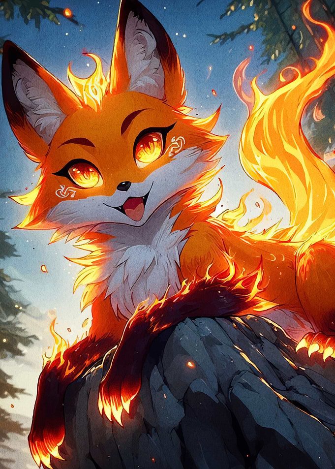 Fiery Fox Rock Animal