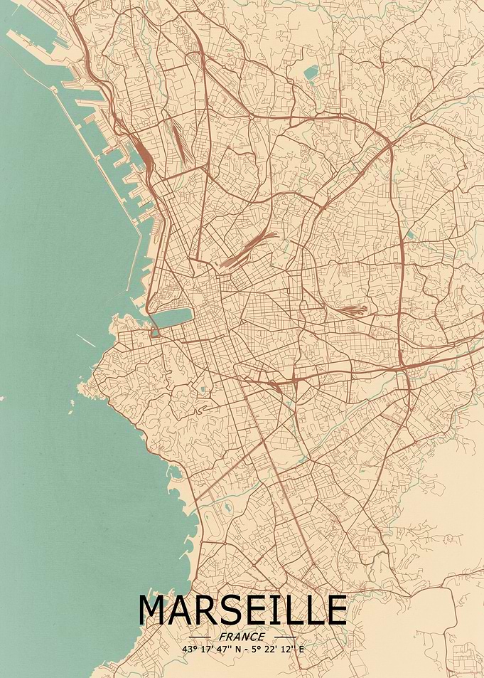 Marseille Vintage Map