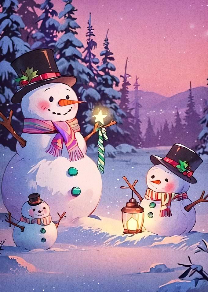 Snowman Family Winter Wonderland