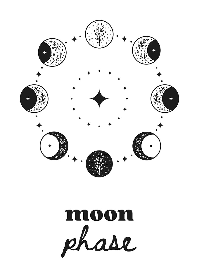 Moon Phase Circle Black and White