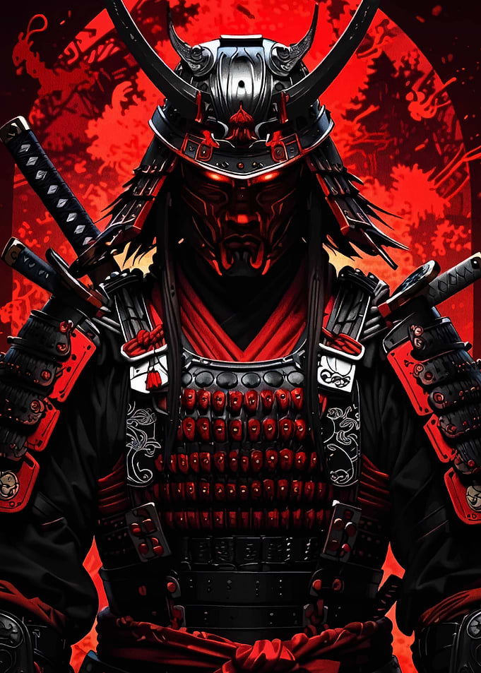 Red and Black Samurai Warrior
