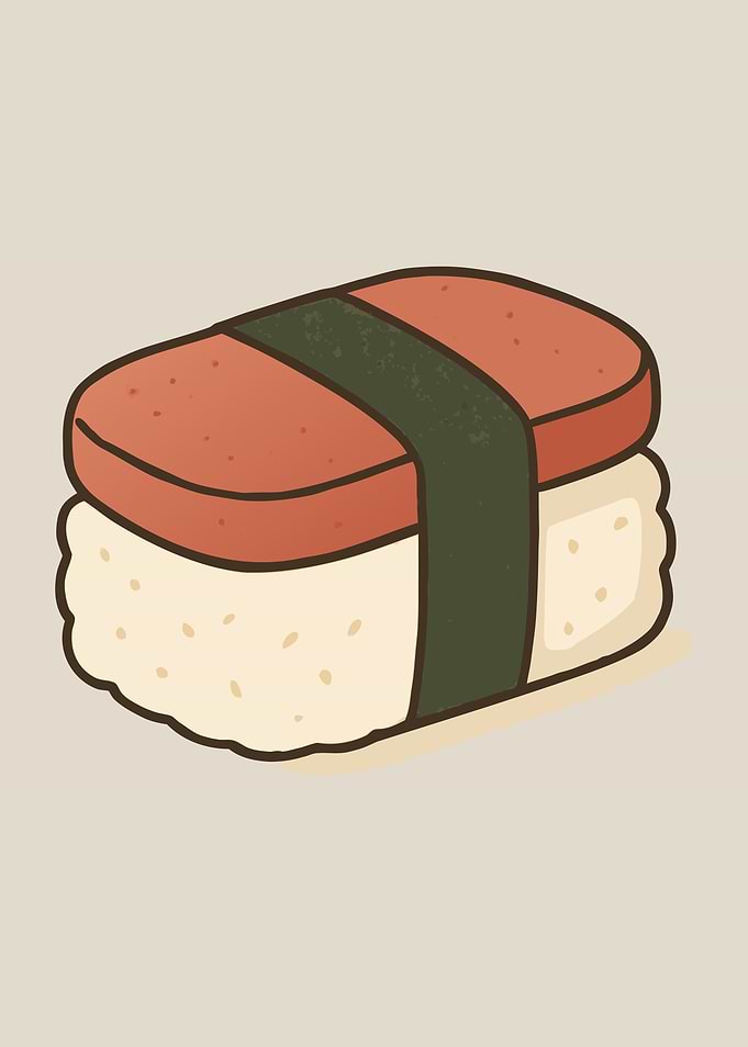 Spam Musubi Cartoon Illustration
