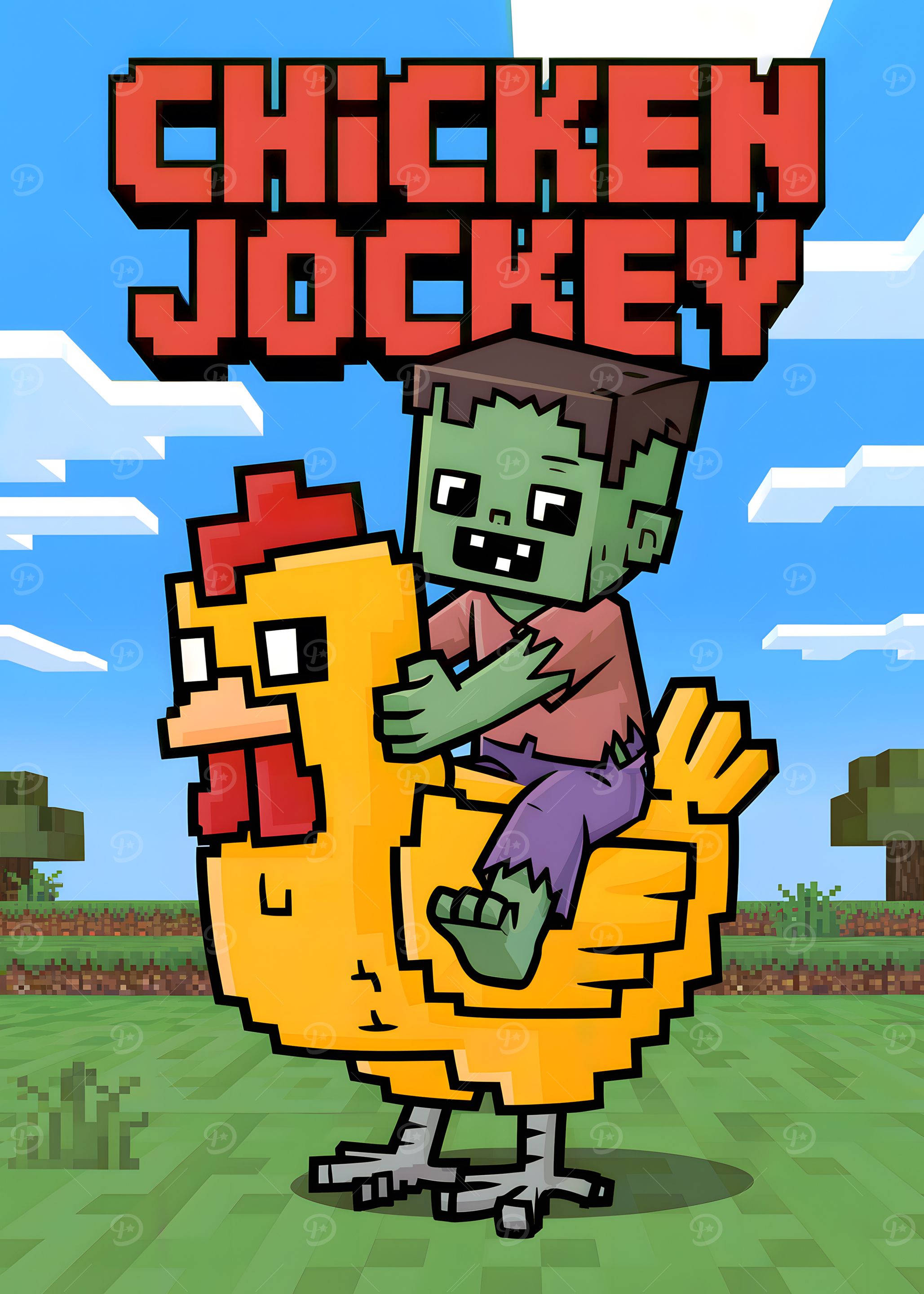 Chicken Jockey Minecraft Style