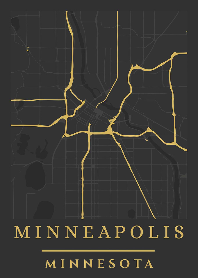Minneapolis Minnesota City Map Art
