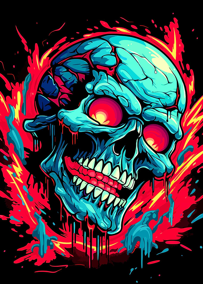 Skull with Red Flames