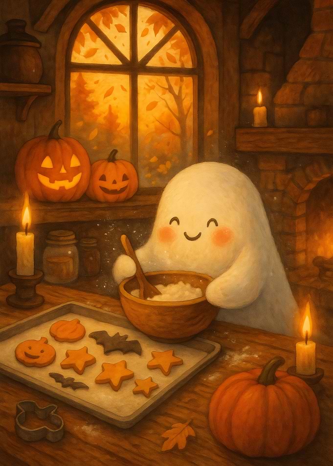 Cute Ghost Baking Halloween Cookies