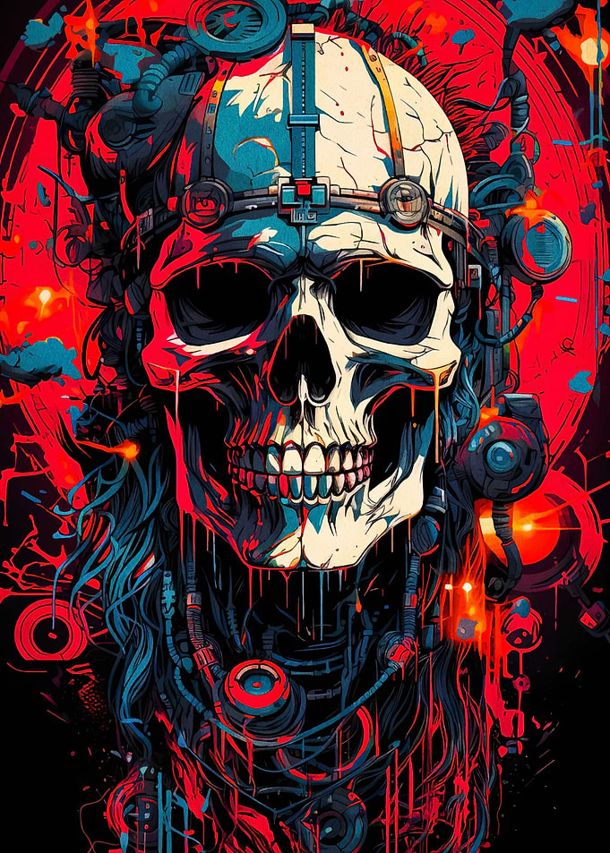 Cyberpunk Skull with Intricate Details