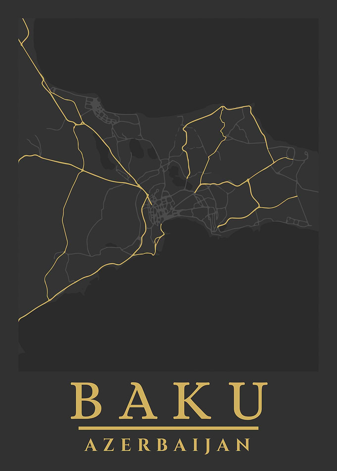 Baku Azerbaijan City Map Art