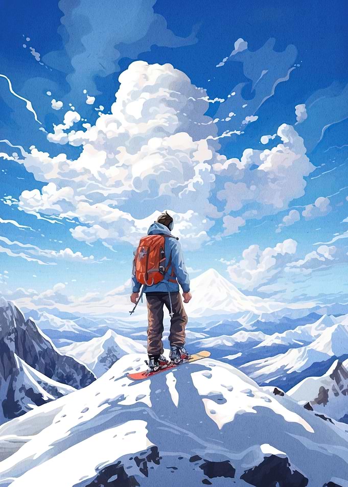 Snowboarder Mountain Peak