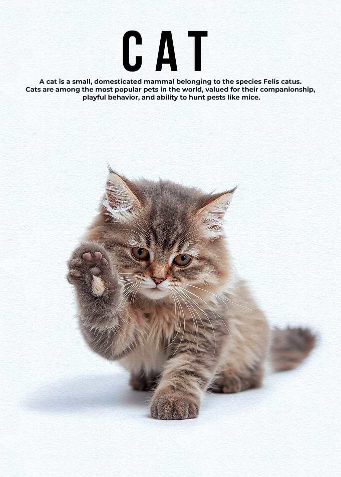 Cute Kitten with Text Description