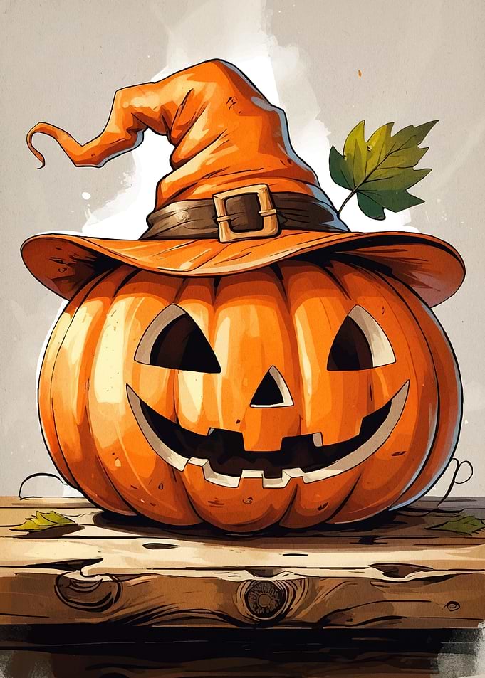 Halloween Pumpkin Witch Hat