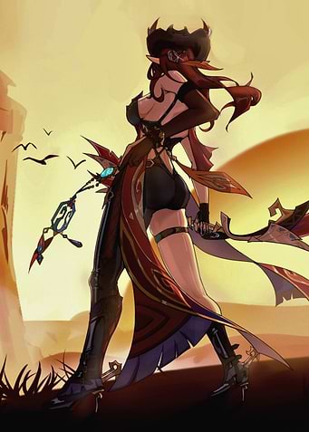 Fantasy Character in Desert Landscape