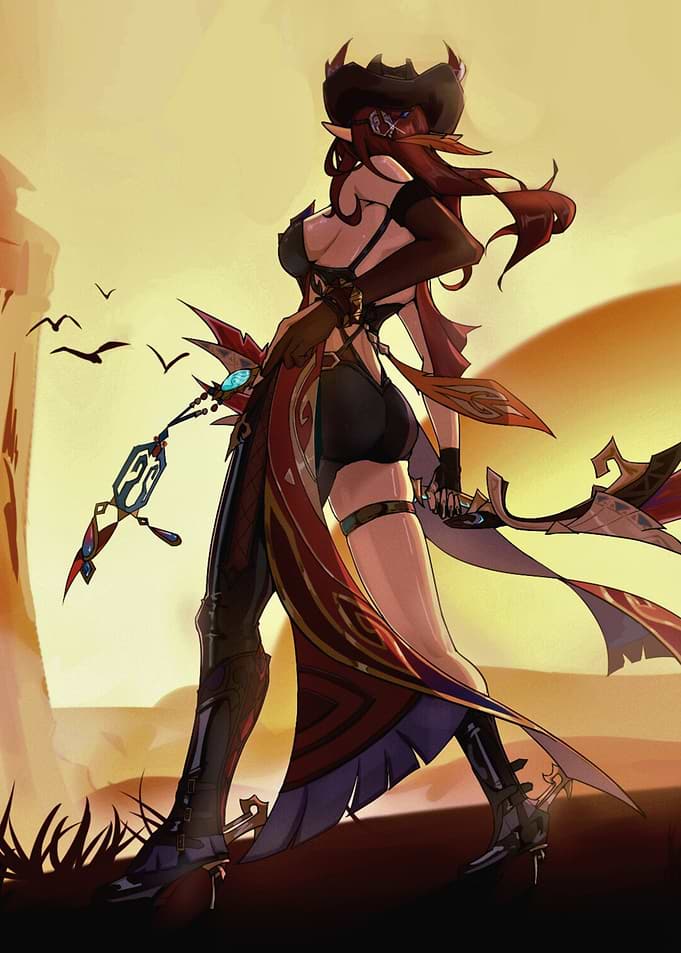 Fantasy Character in Desert Landscape