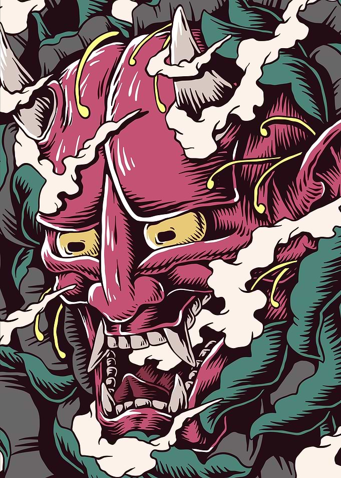 Japanese Oni Mask Illustration