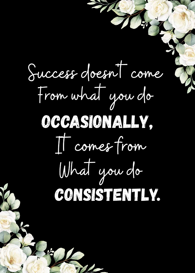 Success Quote with Floral Decoration