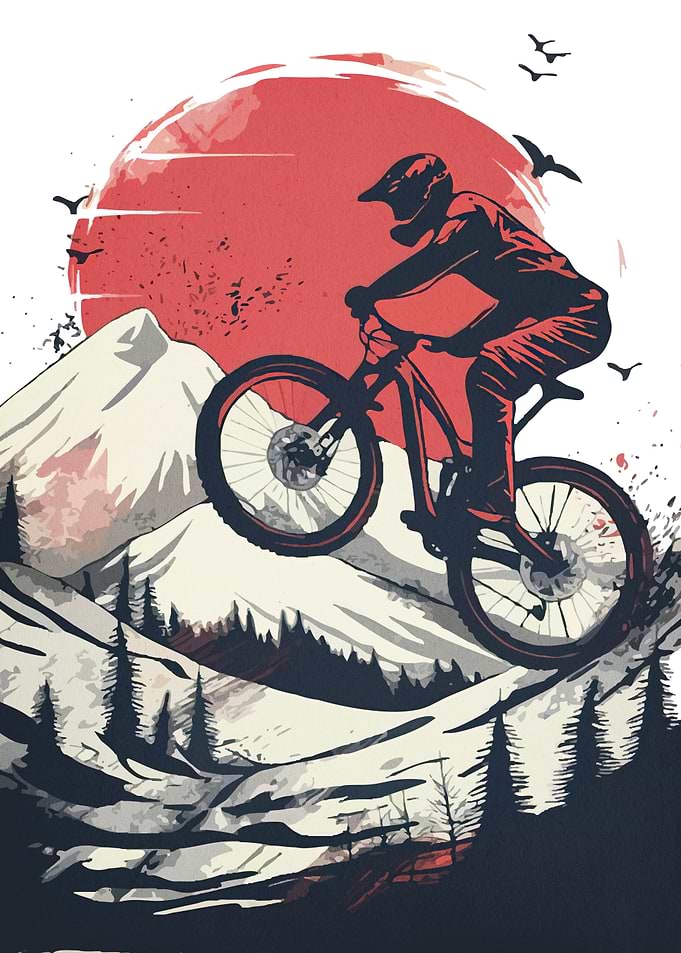 Mountain Biker Silhouette Rising Sun