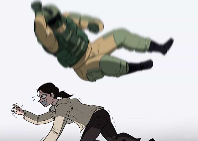 Animated Assault: Soldier and Civilian Scene