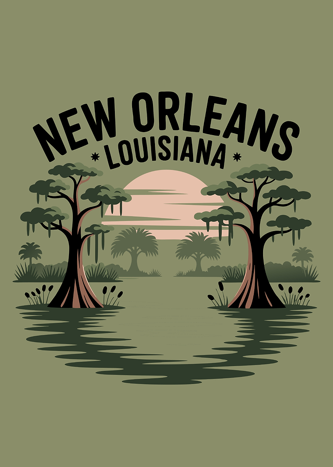 New Orleans Louisiana Swamp Illustration