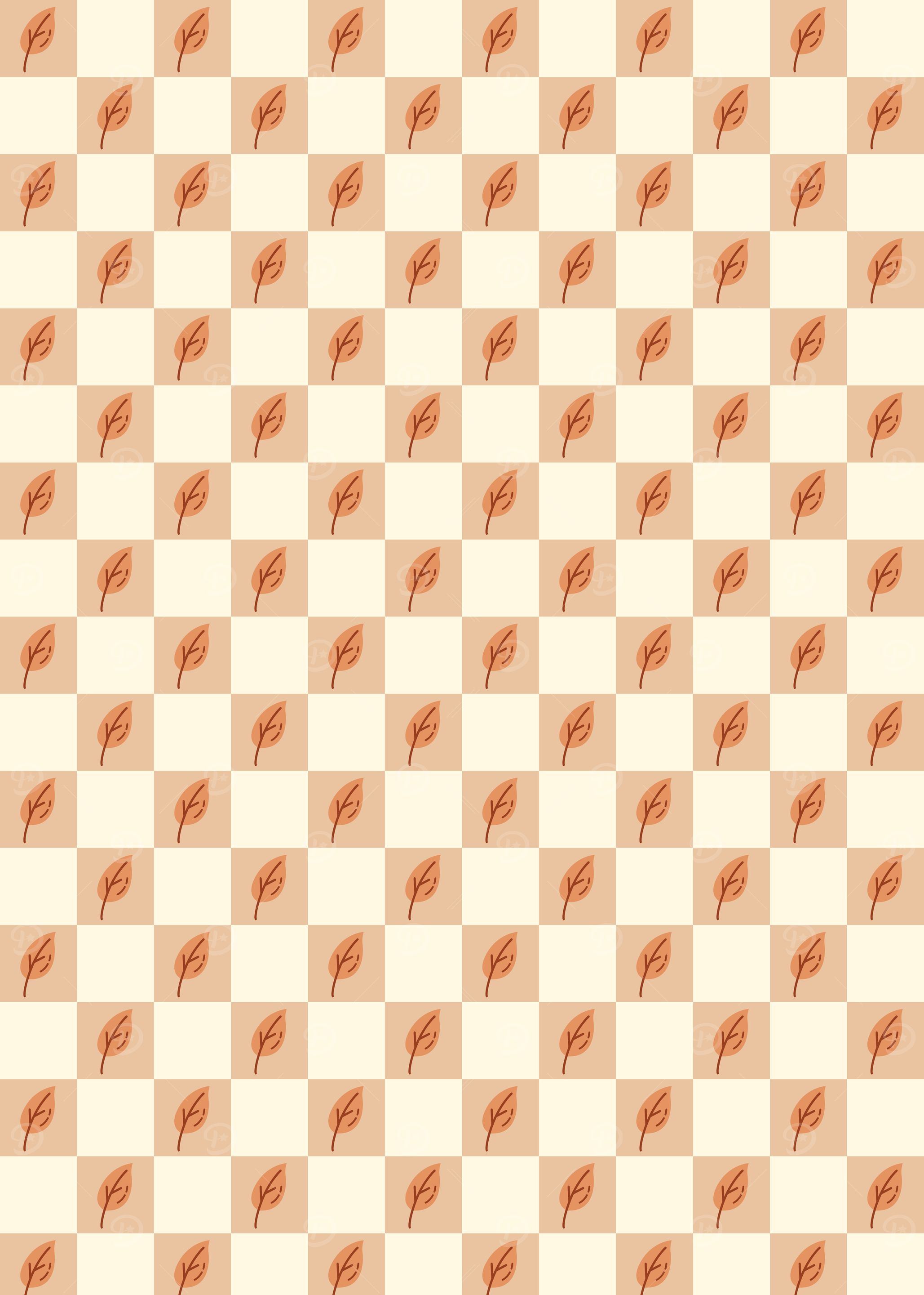 Autumn Leaves Checkered Pattern