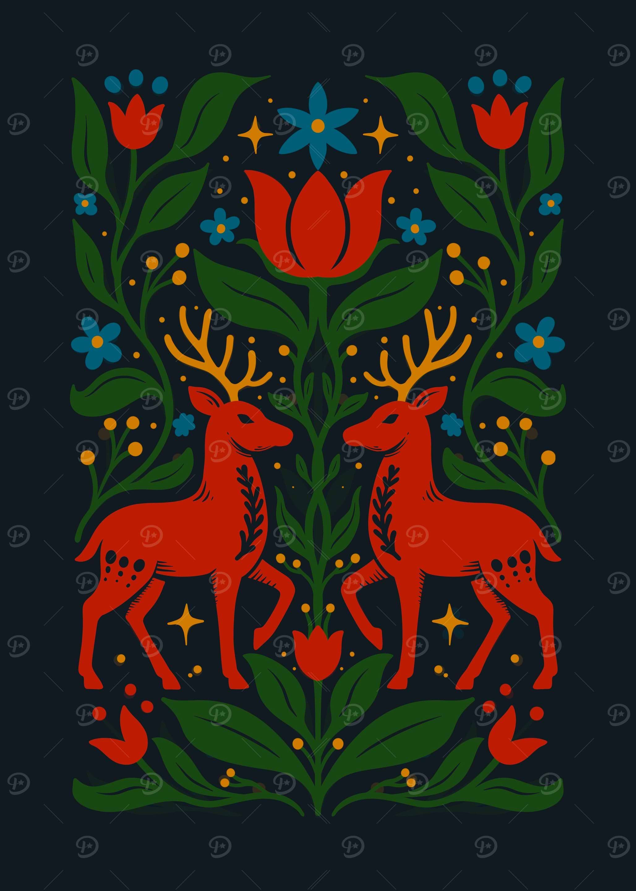 Floral Deer Symmetry