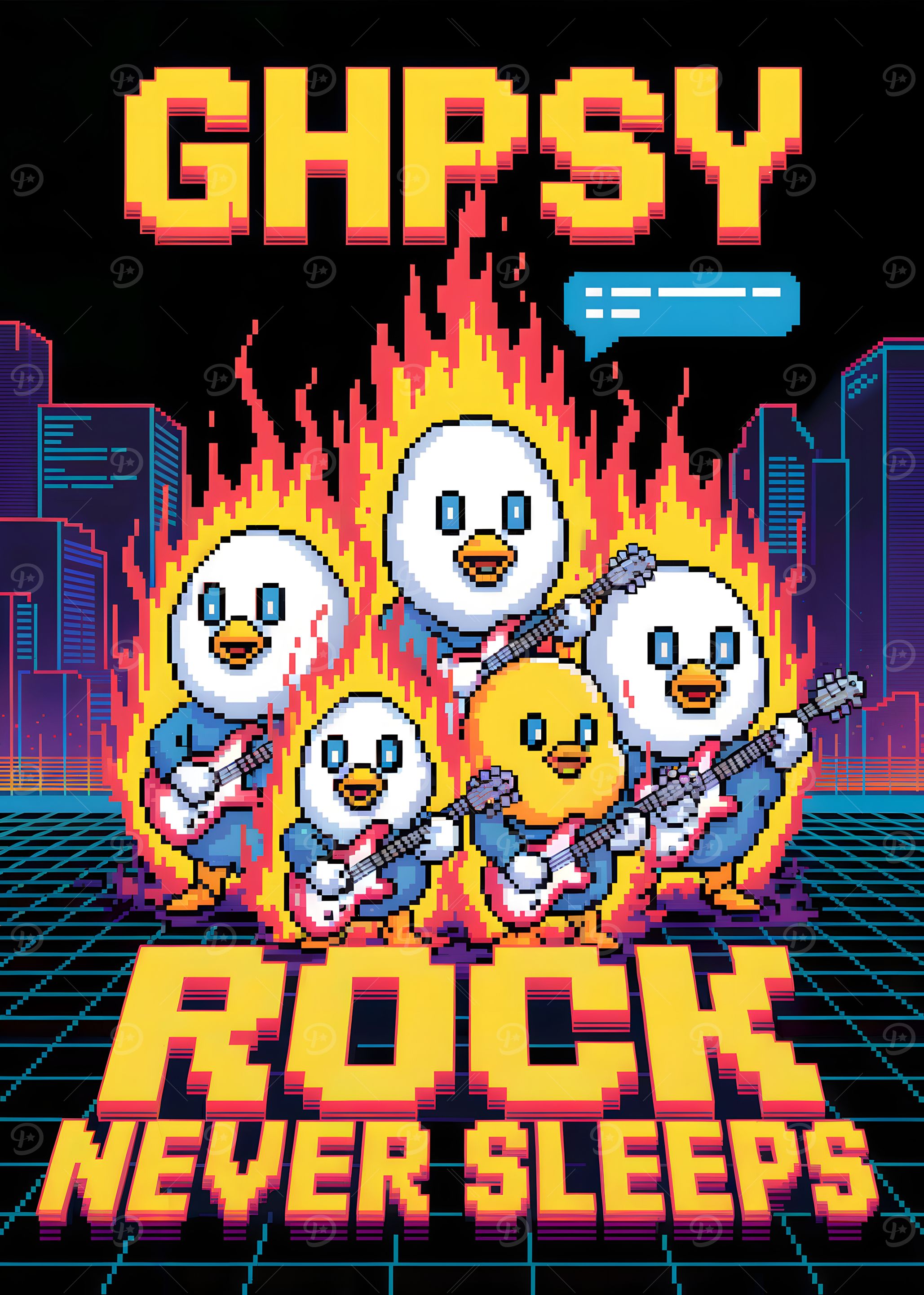 Ghpsy Rock Never Sleeps Pixel Art