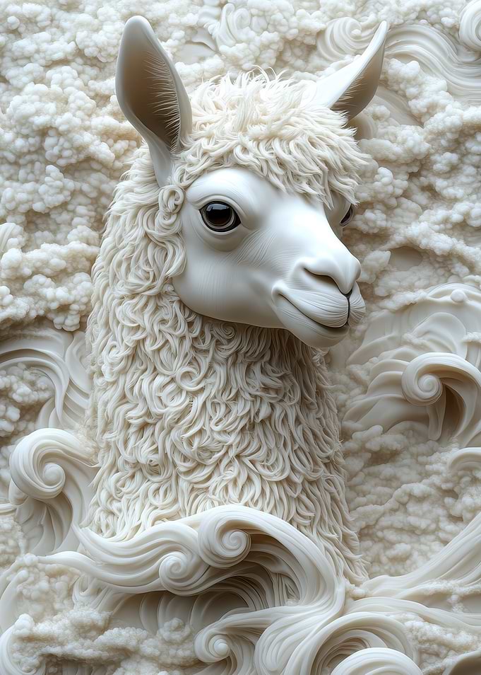 Monochrome Alpaca Sculpture