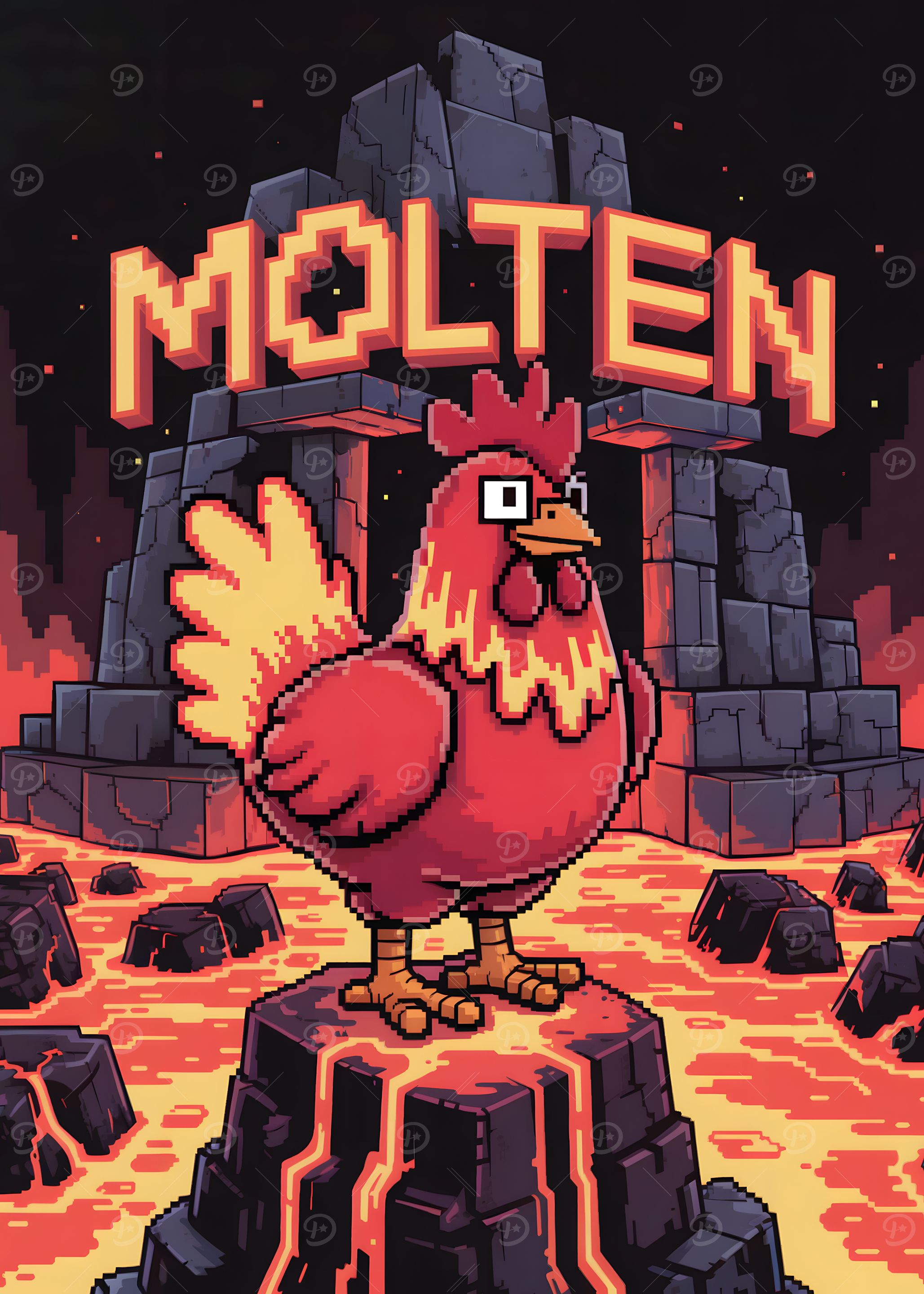 Molten Pixel Art Chicken