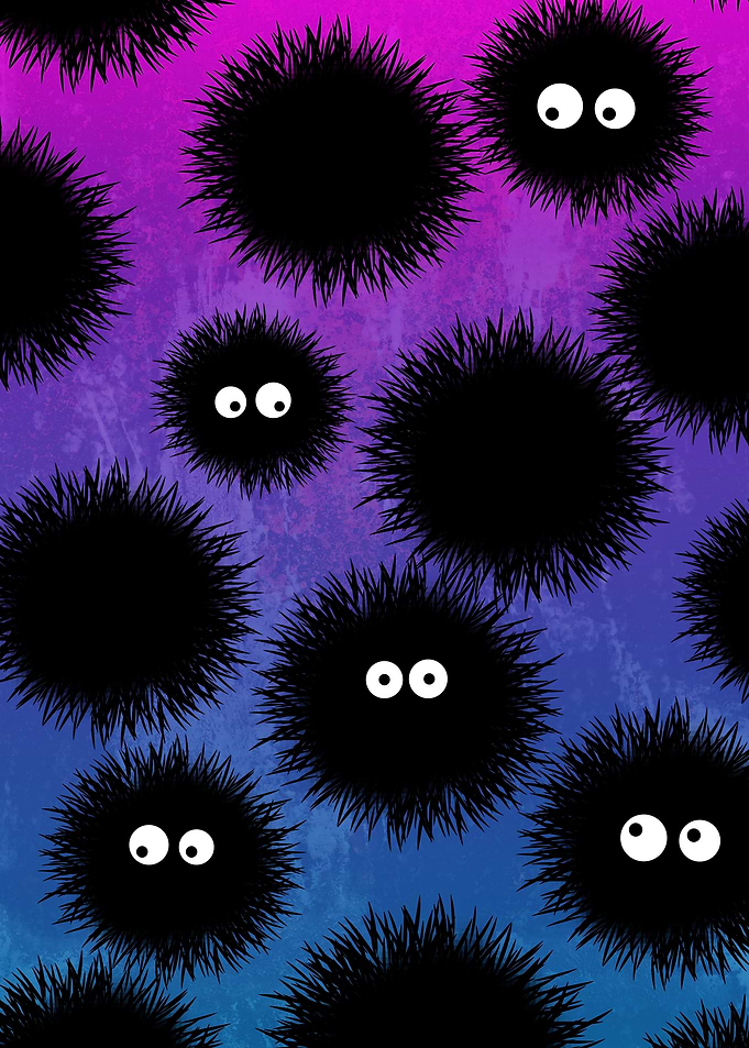 Soot Sprites on Gradient Background