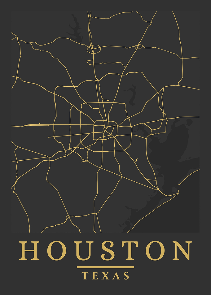 Houston Texas City Map Art