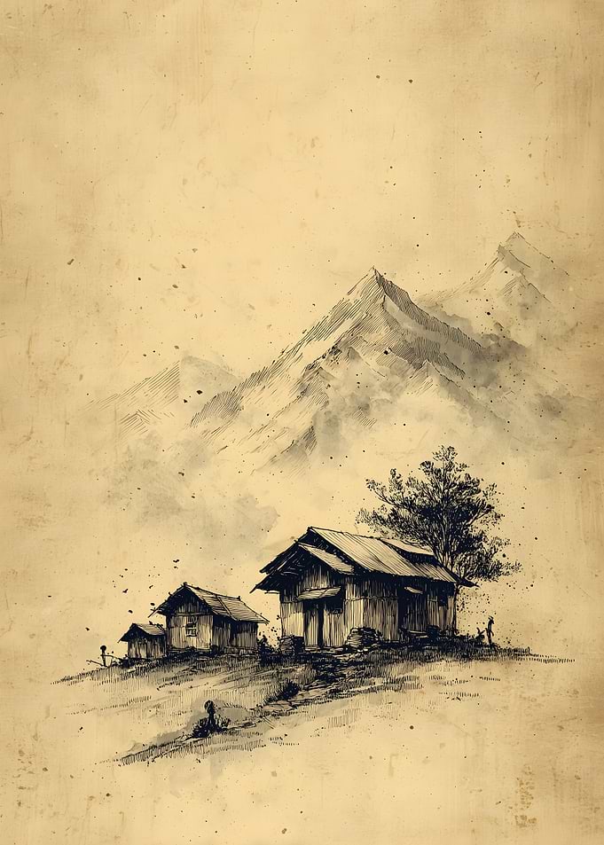 Mountain Village Sketch