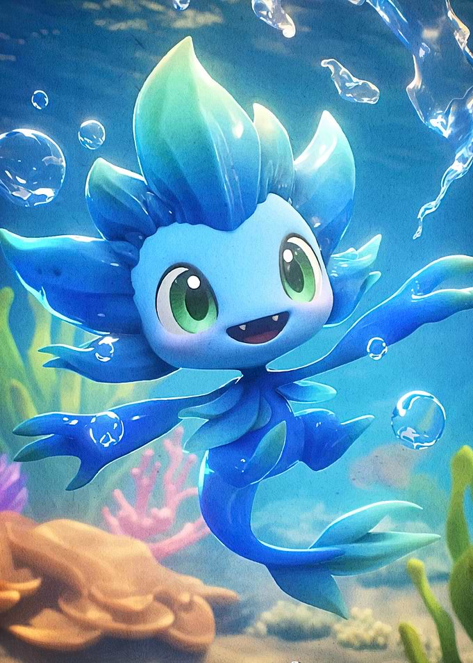 Cartoon Water Character Scene