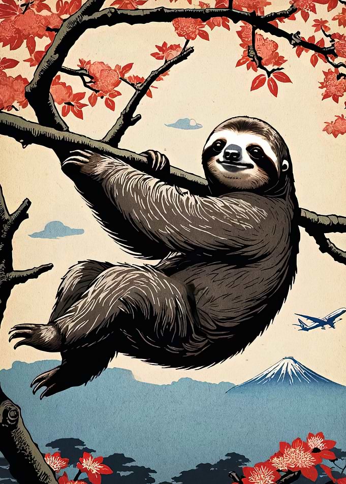 Sloth in Japanese Landscape Art