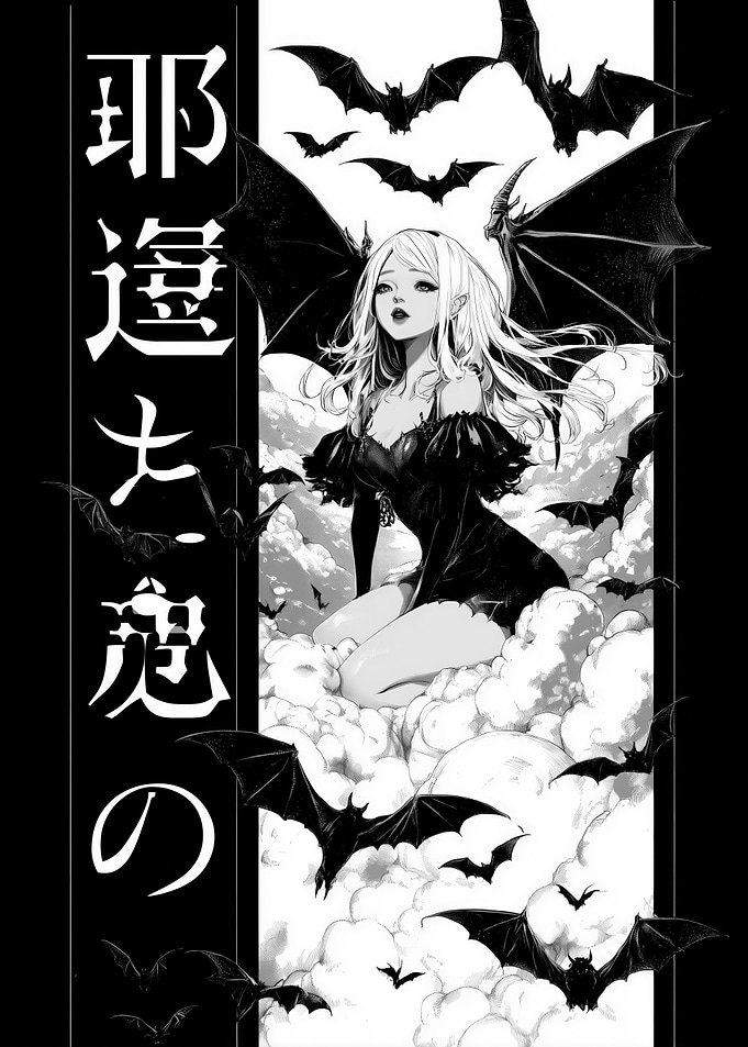 Gothic Anime Vampire Girl with Bats