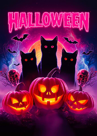 Halloween Cats and Pumpkins