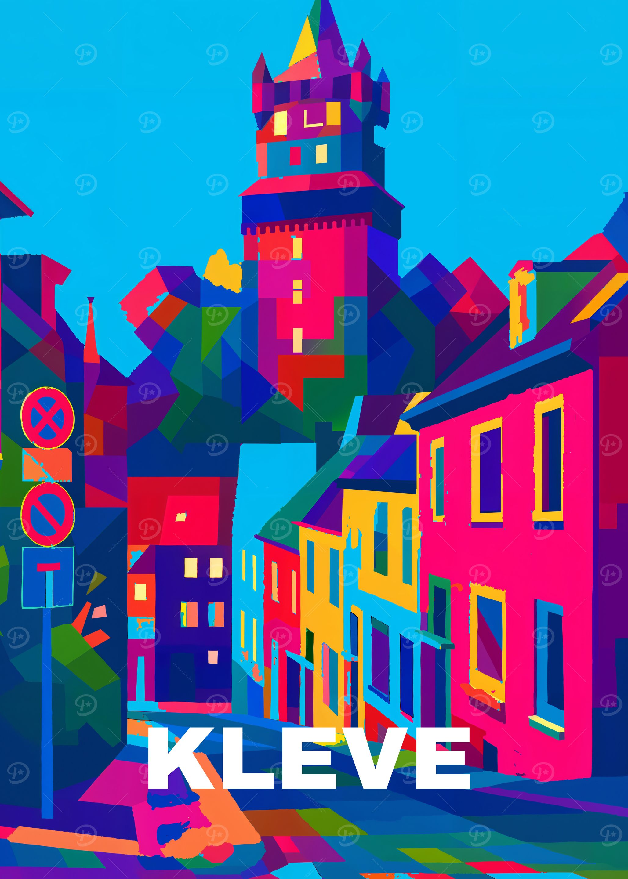 Colorful Kleve Cityscape Art