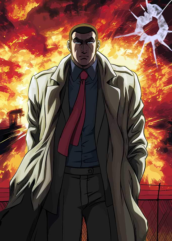 Golgo Man in Trench Coat Explosion