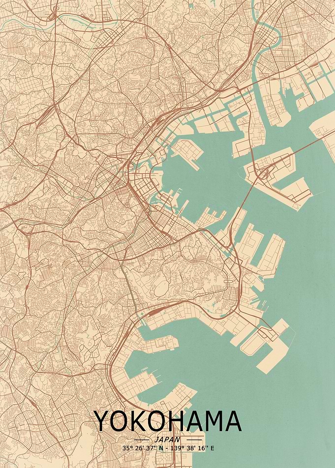Yokohama Vintage Map