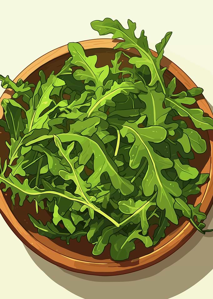 Arugula in a Wooden Bowl