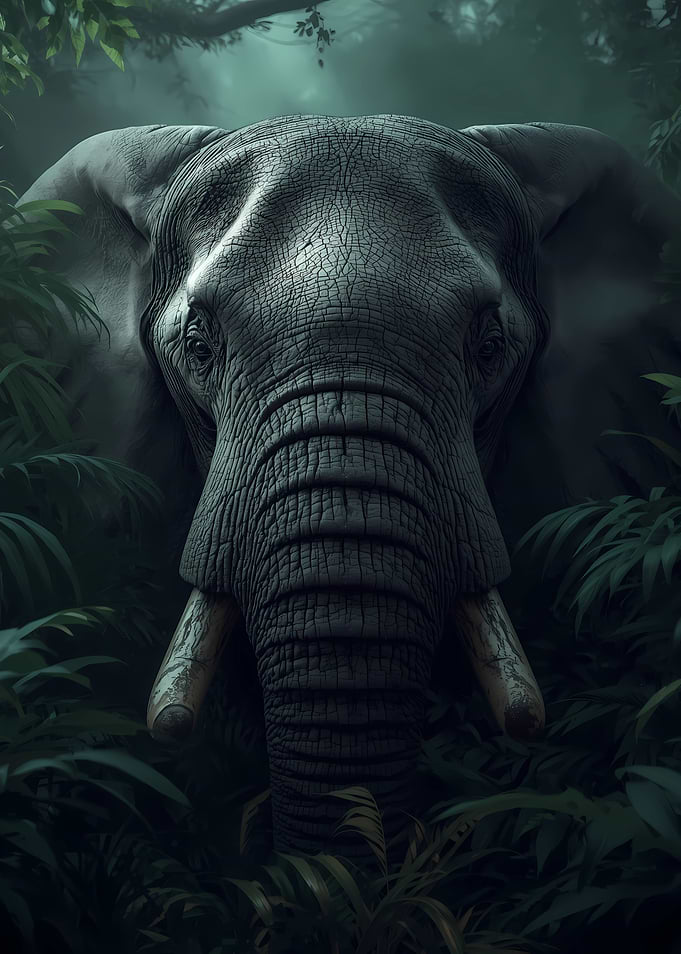 Elephant in the Jungle Portrait