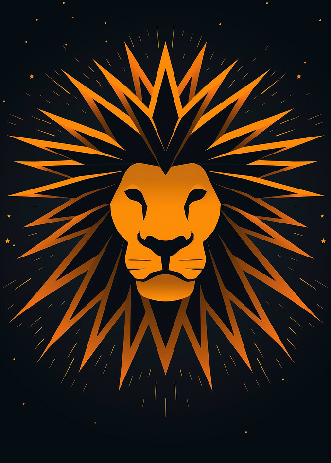 Abstract lion vector portrait with spiked mane