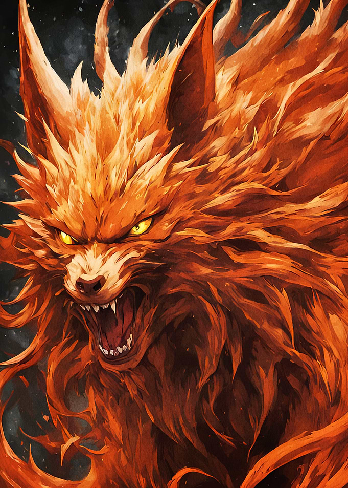 Fiery Nine-Tailed Fox Animal