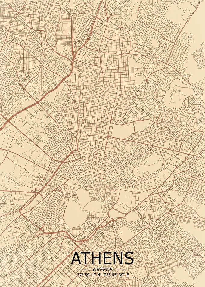 Athens Vintage Map